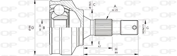 OPEN PARTS jungčių komplektas, kardaninis velenas CVJ5690.10